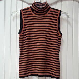 Josephine Stripped Sleeveless Turtleneck Sweater M